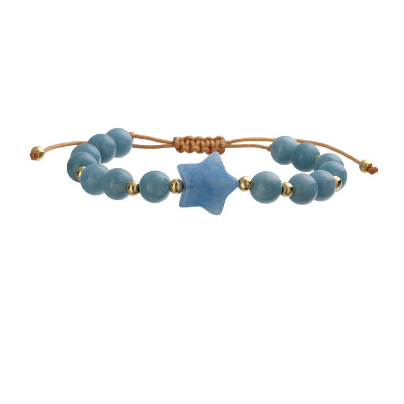 Wholesale Handmade Tiger Eye Pink Crystal Beaded Bracelet With Minimalist Star Charm Unisex Casual Fashion Accessory