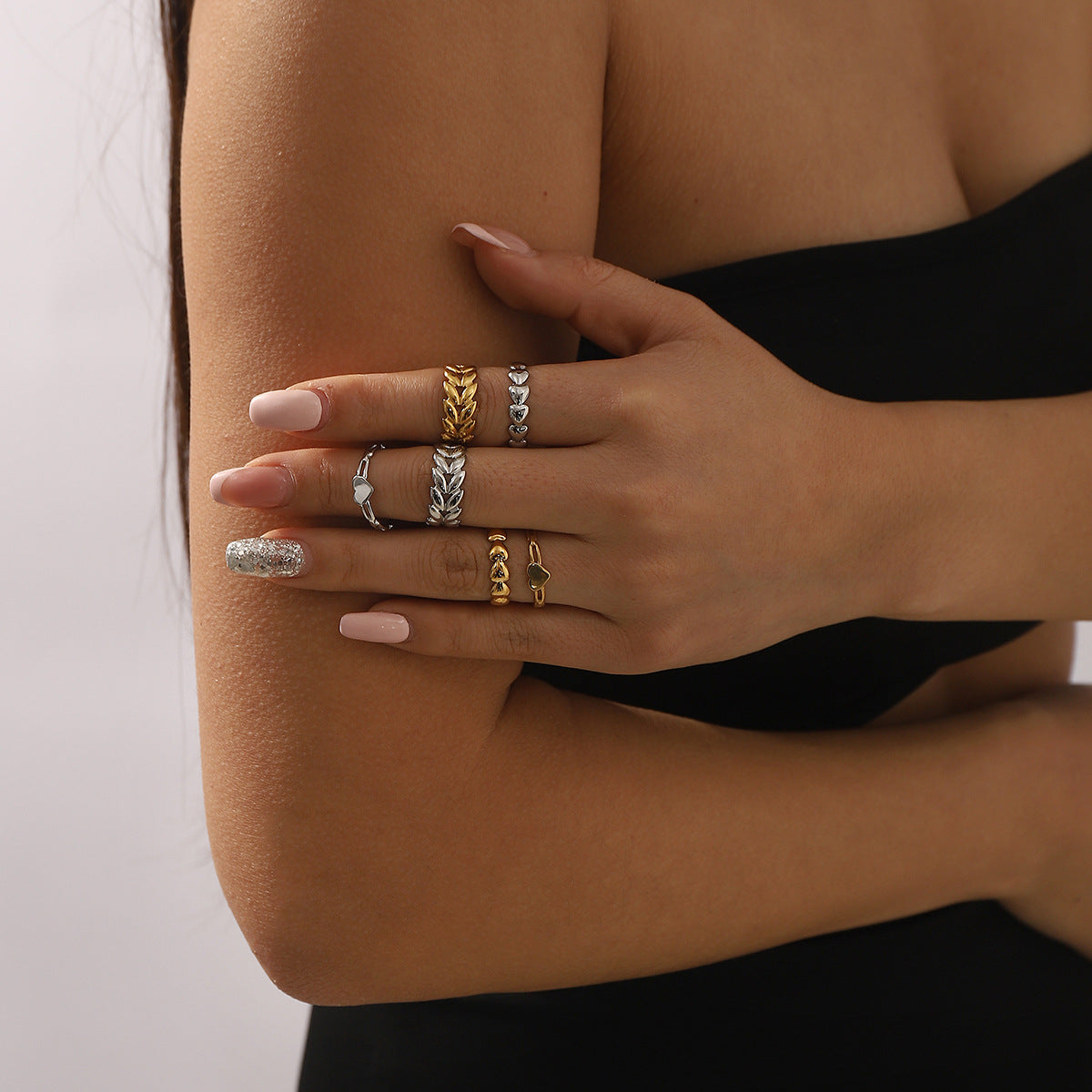 Wholesale Exquisite Love Wheat Design Personalized  Open Stainless Steel Ring