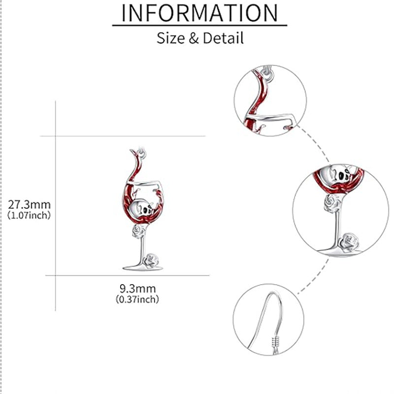 Wholesale  Halloween Skull Head Wine Glass Creative Earrings