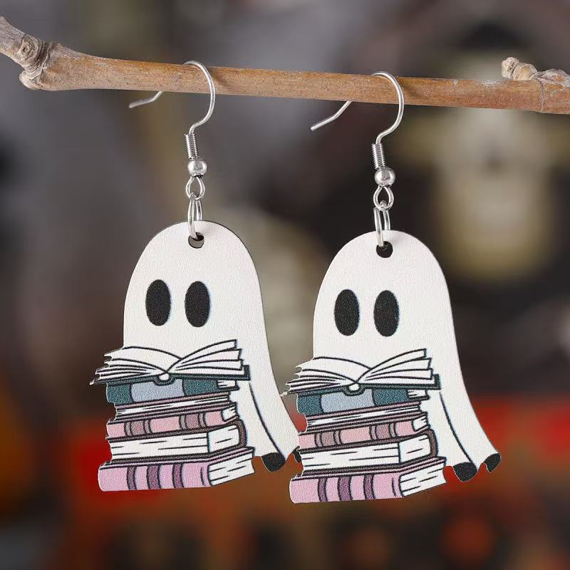 Wholesale  Ghost and Book Dangle Retro Acrylic Cute Earrings