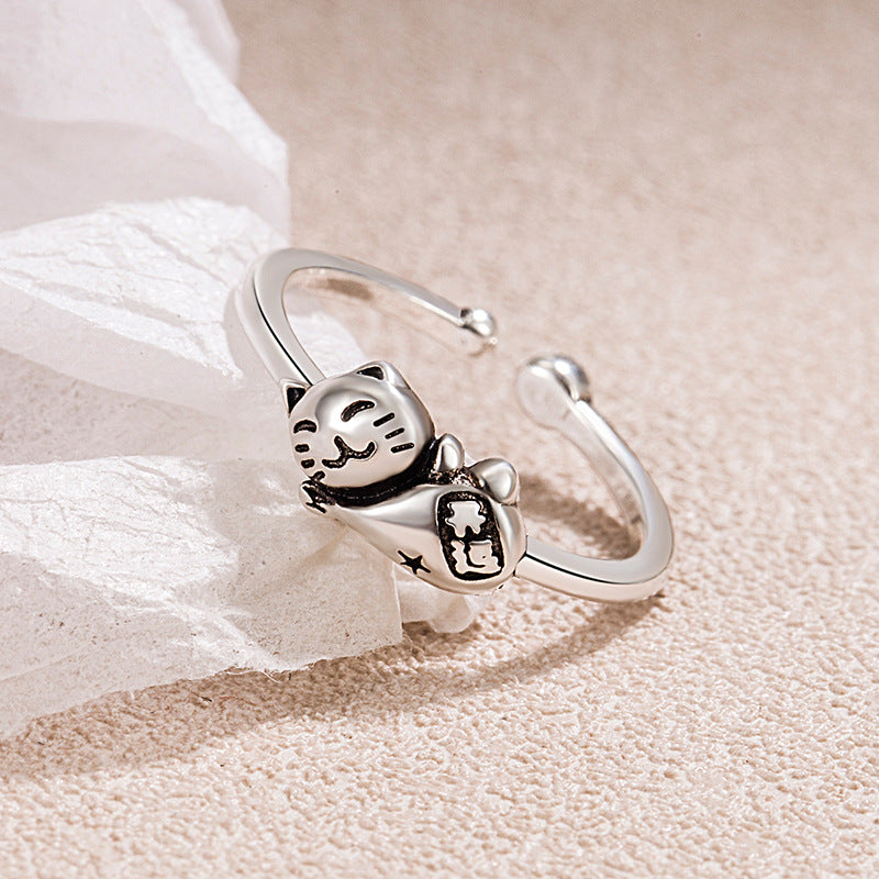 Wholesale Lucky Cat Open Adjustable Ring