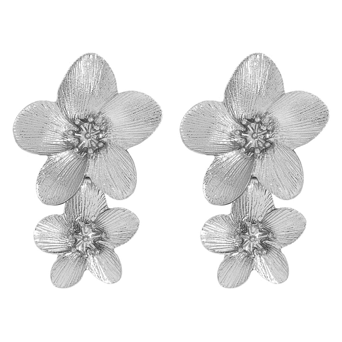 Wholesale Simple Metal Style Earrings Retro Flower Necklace Niche All-match Ring