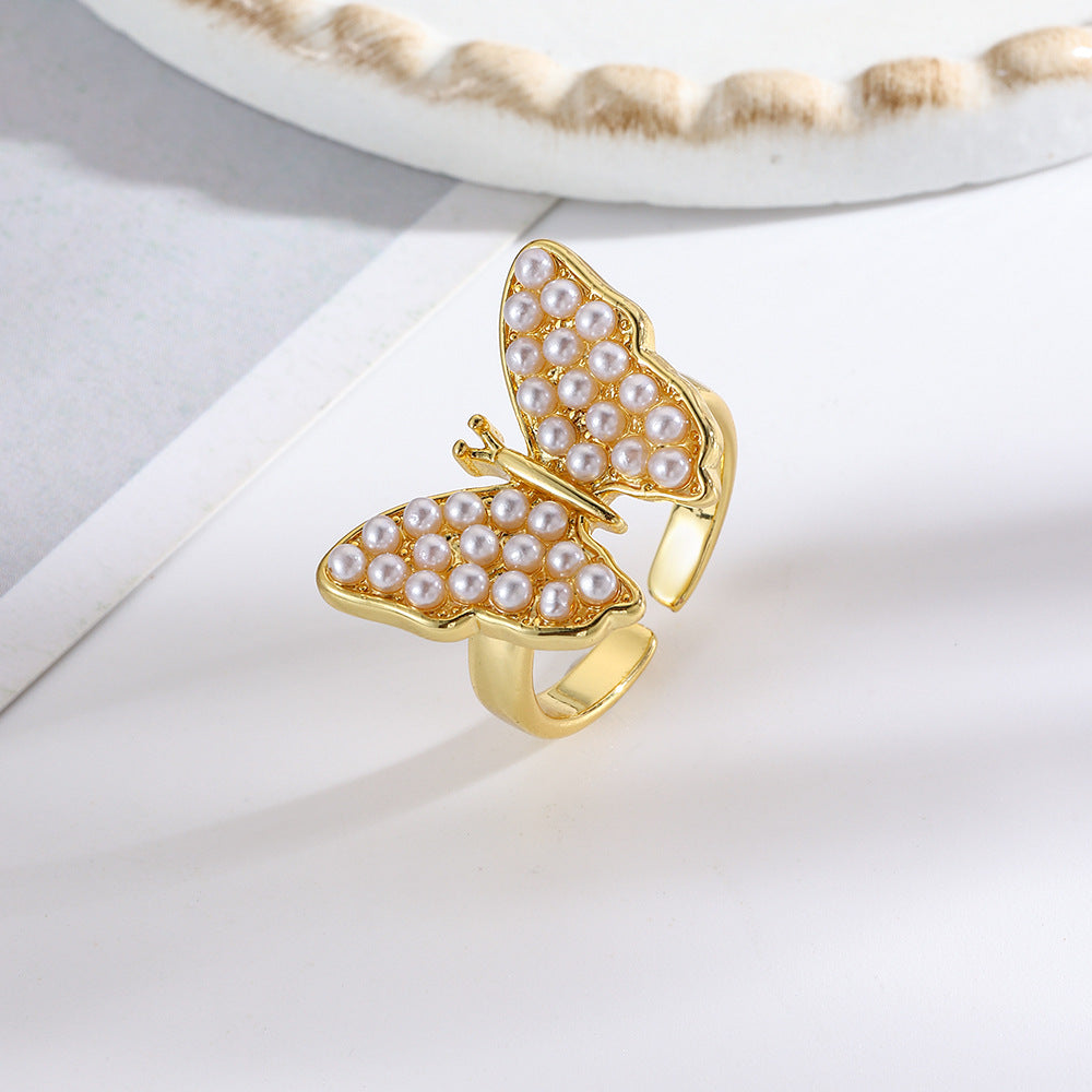 Wholesale 18K copper-plated vintage butterfly open ring