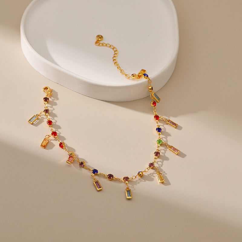 Wholesale Vintage Gold Plated Colorful Acrylic 18K Anklet