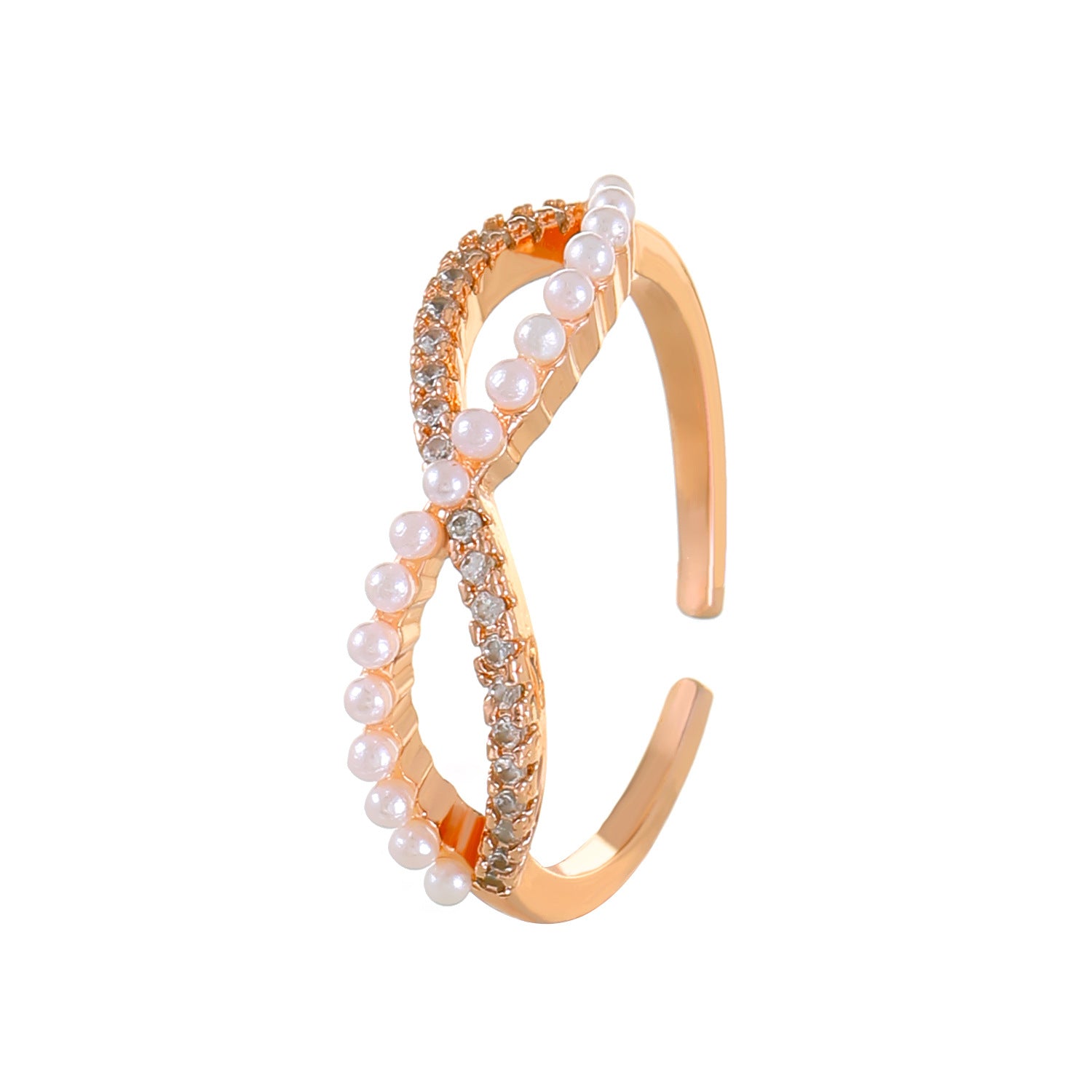 Wholesale Pearl 8-character Cross Opening Ring