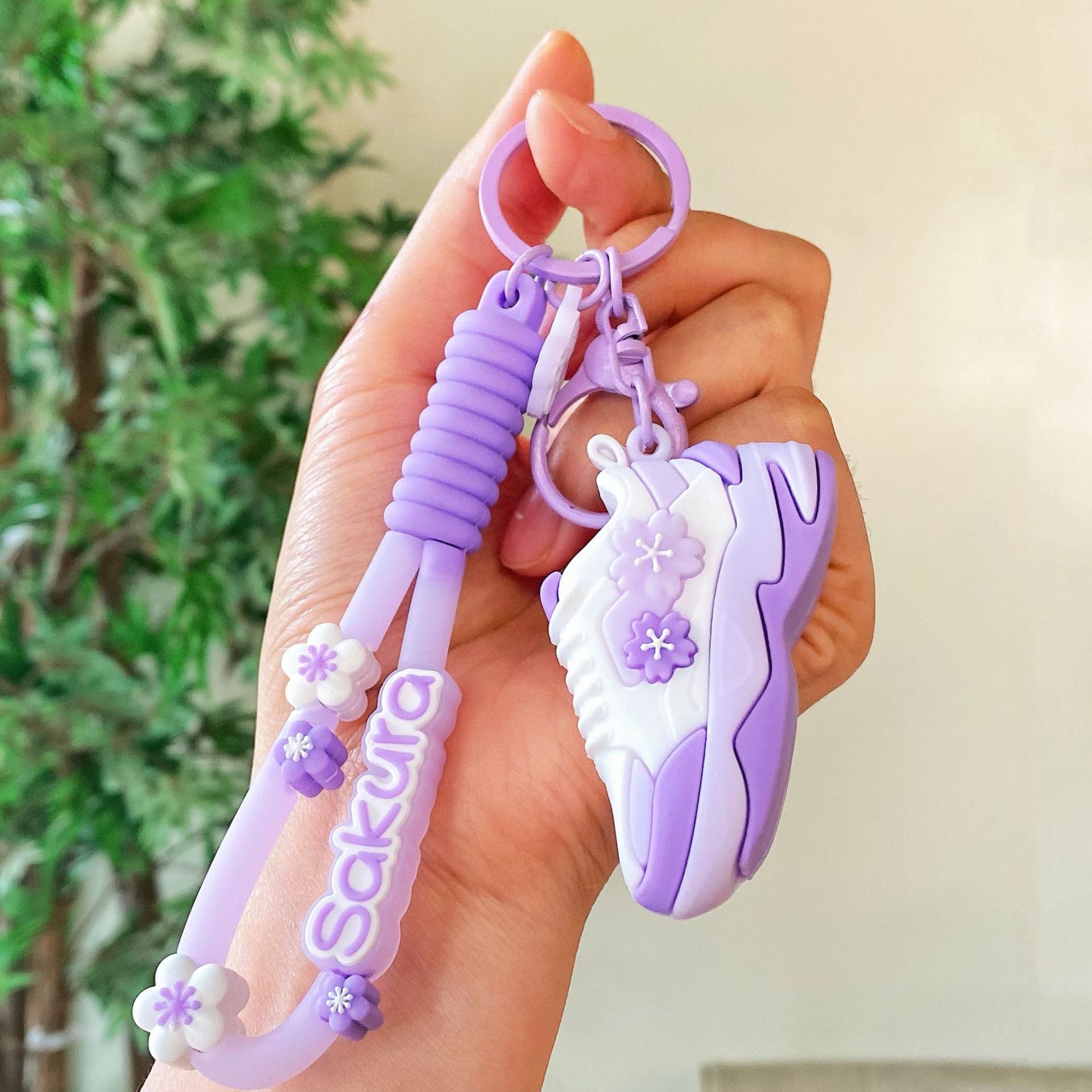 Wholesale Cartoon Cherry Blossom Rabbit Running Shoes Silicone Keychains Creative Keychain ACC-KC-SJ006