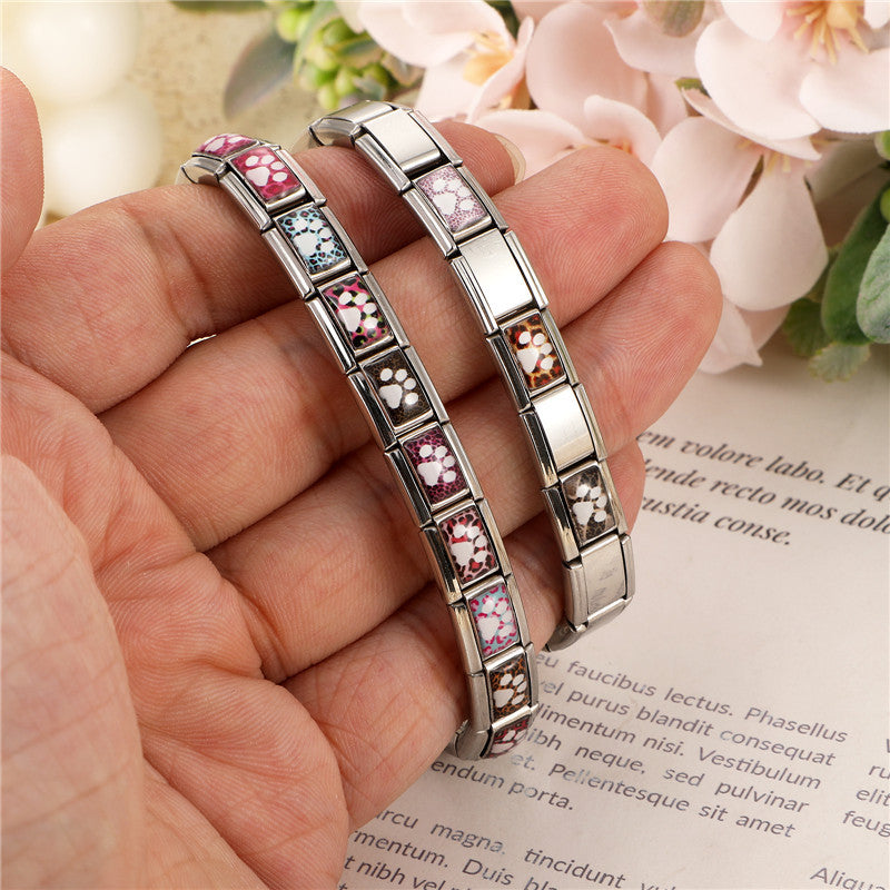 Wholesale Fashion Accessory Stainless Steel Cat Paw Leopard Print DIY Bracelet Module Charm For Jewelry Making And Boutique Resale