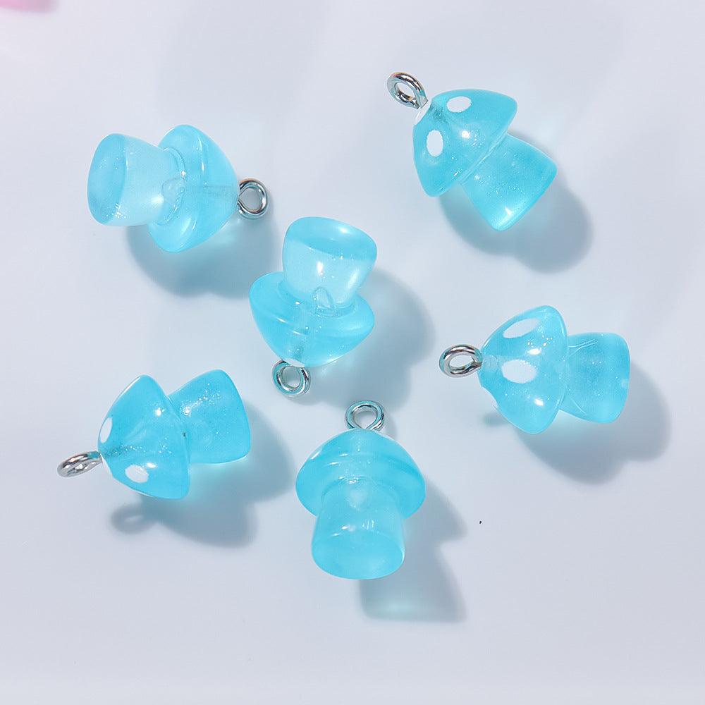 Wholesale 20pcs/ pack Transparent Colorful Luminous Mushroom Pendant — DIY Handmade Accessories for Keychains Earrings and Necklaces