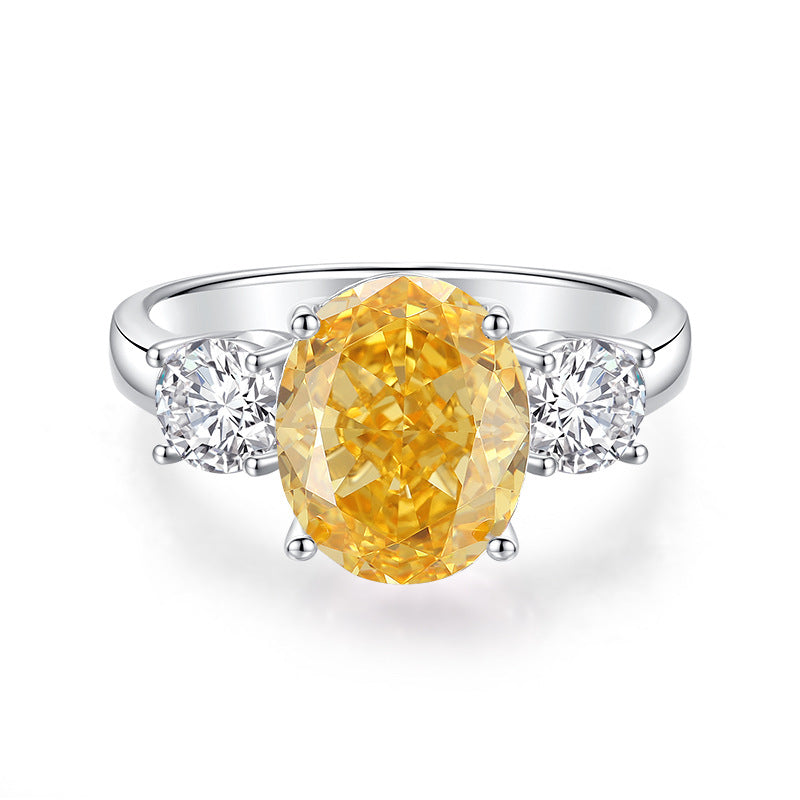 Wholesale S925 sterling silver yellow diamond ring