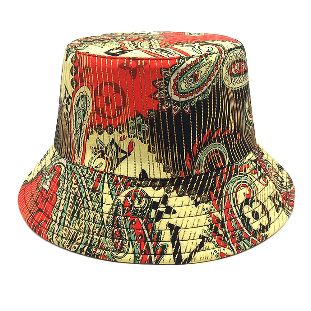 Wholesale Four Seasons Geometric Cashew Nut Flower Print Double-Sided Bucket Hat
