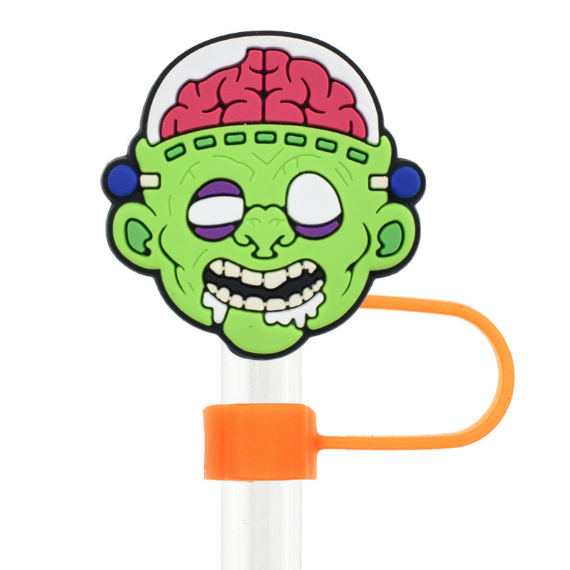 Wholesale Random 100pcs Halloween 10mm PVC Soft Straw Tube Cap ACC-SCR-RYY092