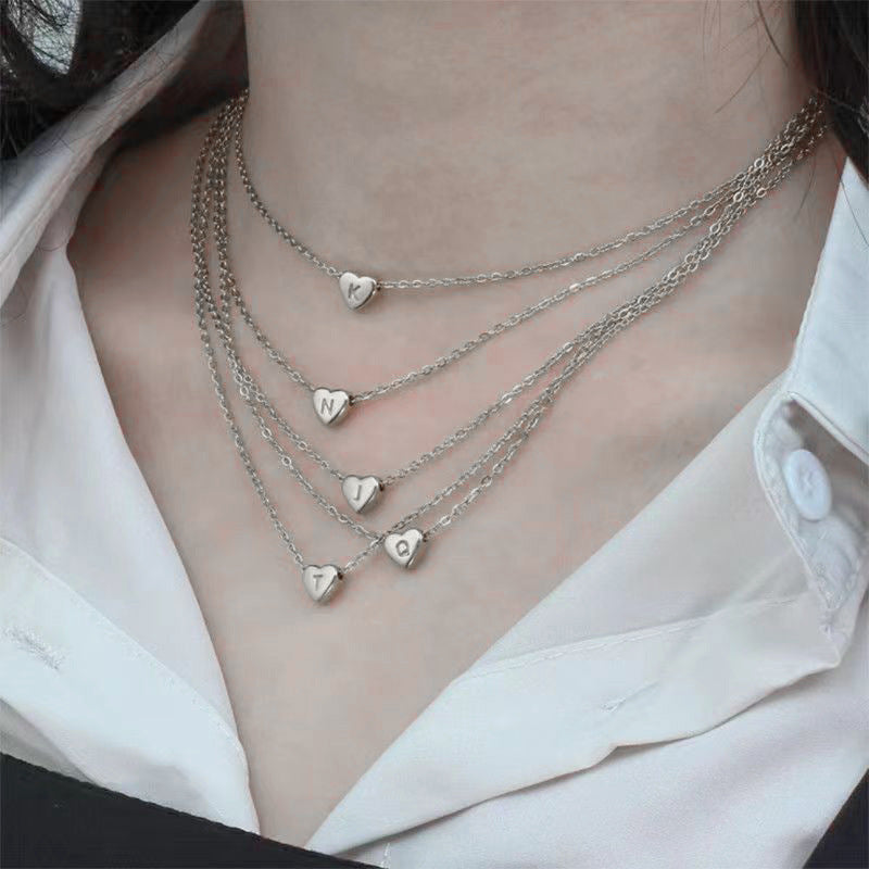 Wholesale titanium steel love letter necklace