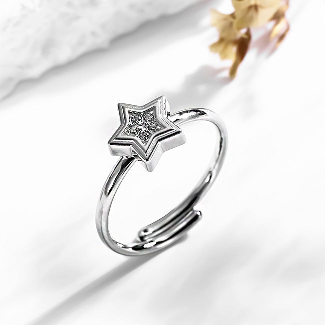 Wholesale 2PCS Titanium steel heart and flower geometric open ring