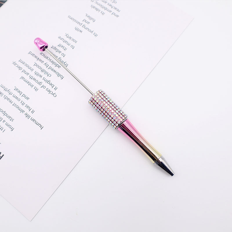 Wholesale Beadable Pens Colorful Rhinestone Beaded Pen AB Color Diamond Gradient UV Plating Pen ACC-PN-CY006