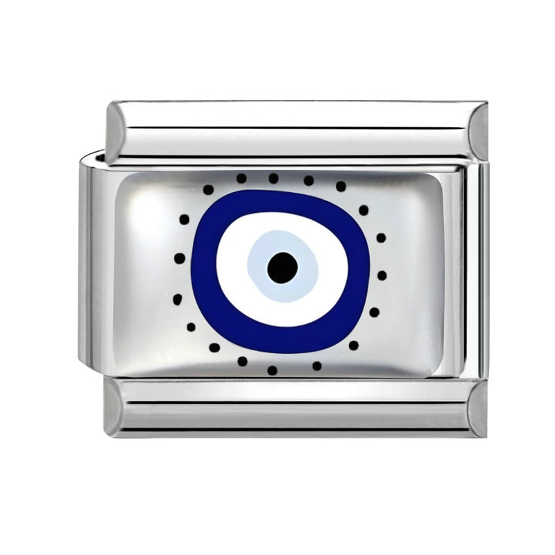 Wholesale 9mm Italian Charm Starter Bracelets DIY Flower Evil Eye Series Stainless Steel Composable Bracelet