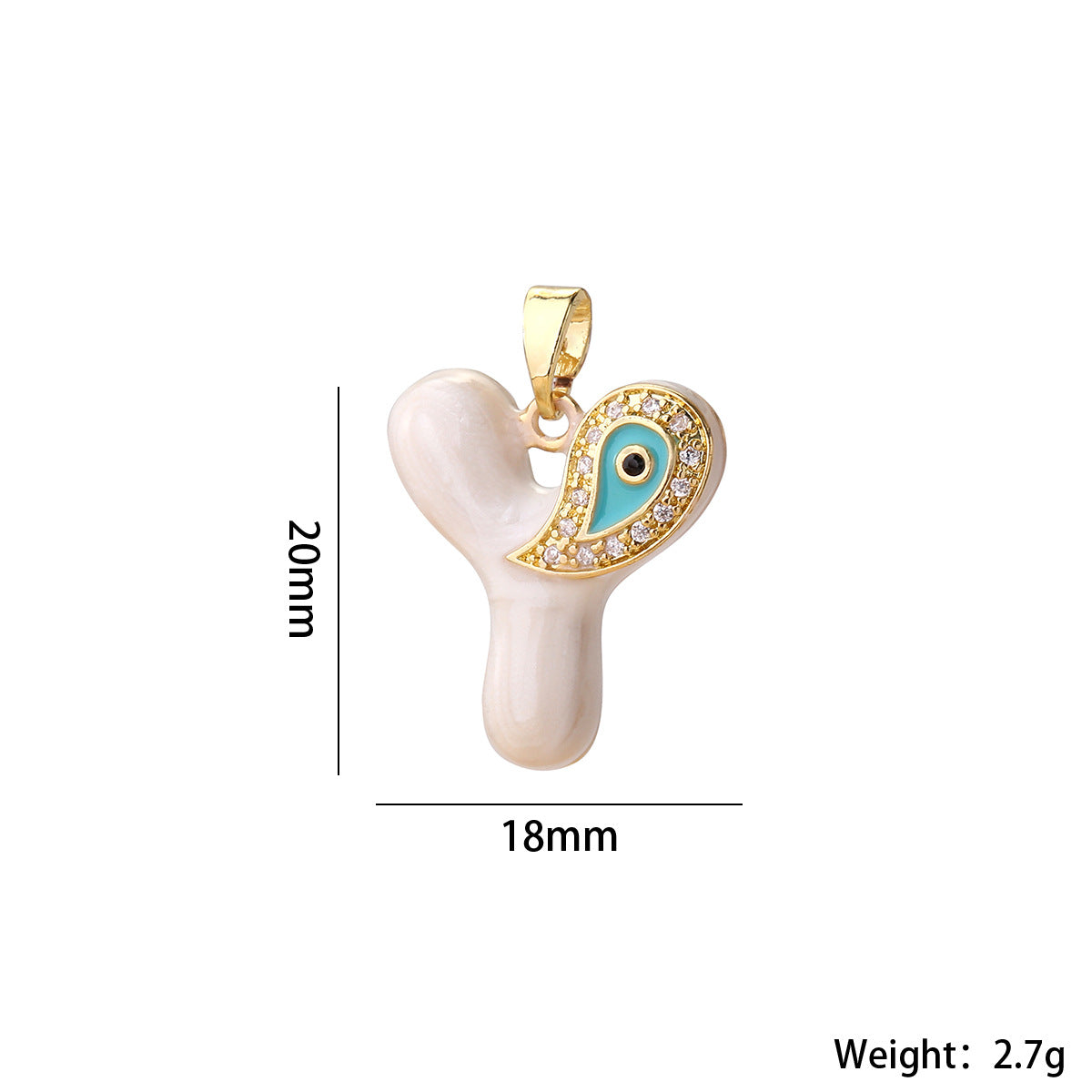 Wholesale Evil Eye Letter Pendant 16K Gold Plated Copper With Zircon Fashion Decorative Accessory DIY Jewelry Charm Boutique Gift Resale