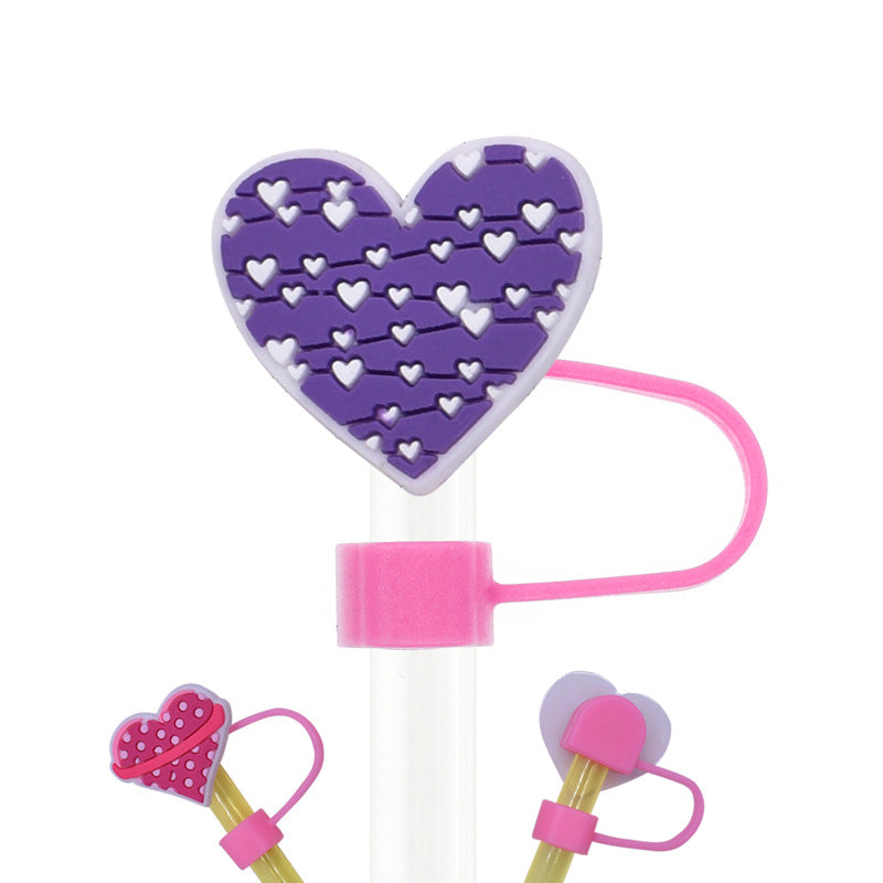 Wholesale Random 100pcs Cartoon Heart Straw Cover Straw Tube Cap