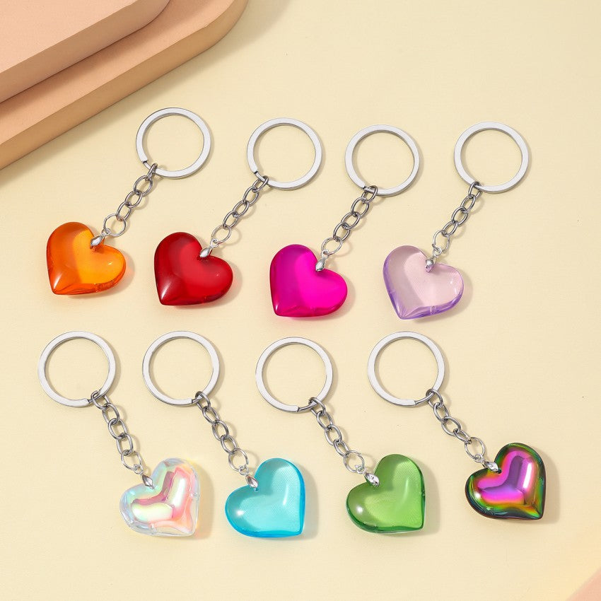 Wholesale 3D Colorful Glass Heart Keychains ACC-KC-RongRui010