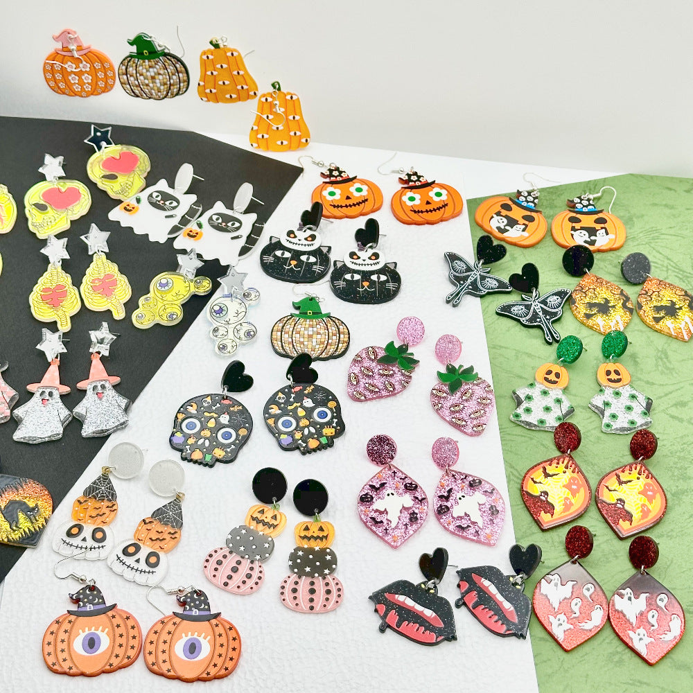Wholesale Halloween Skull Ghost Acrylic Earrings ACC-ES-Weiw004