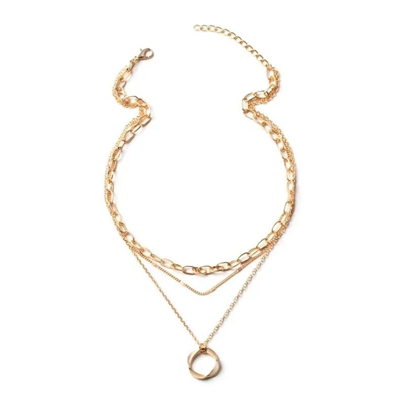 Wholesale  Exaggerated Thick Chain Neck Chain Irregular Circle Pendant Fashion Necklace