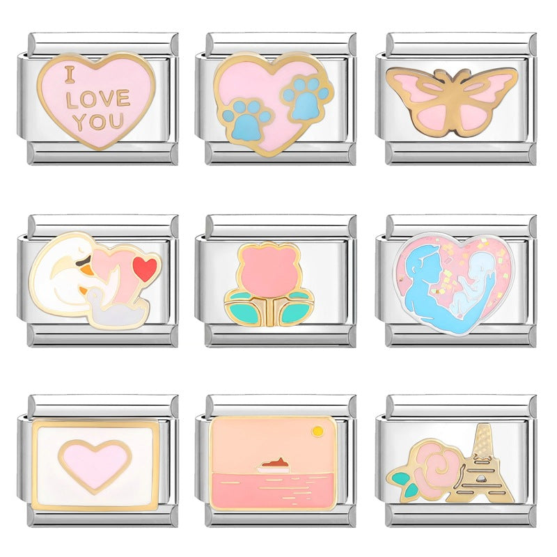 Wholesale Italian module handmade module creative DIY pink Charms