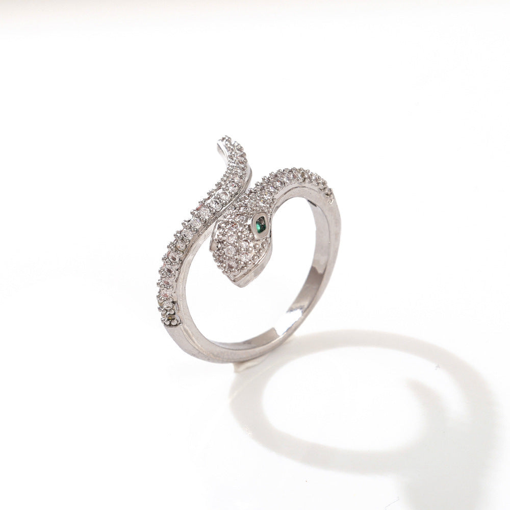 Wholesale Gold Plated Copper Zircon Open Ring with Crown Design Jewelry Accessory Gift