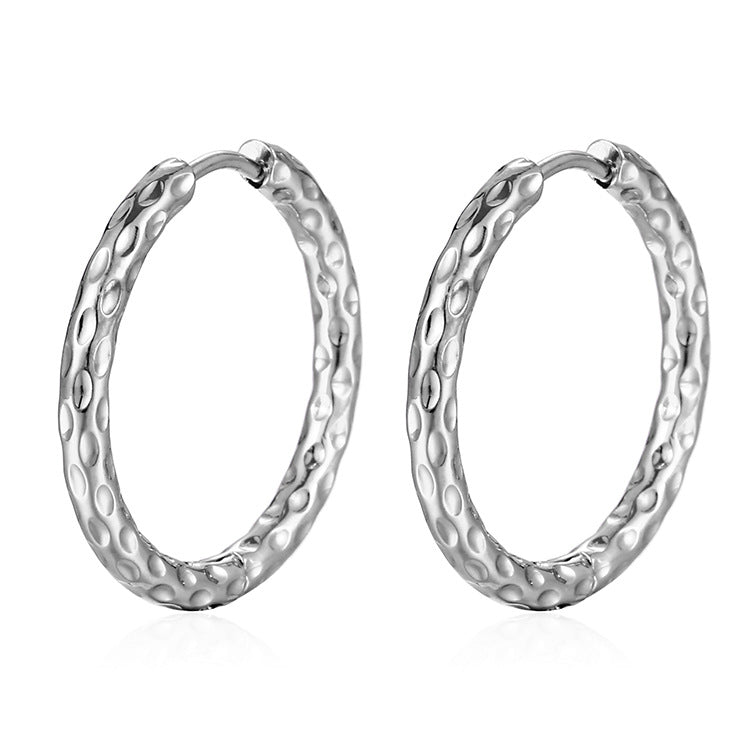 Wholesale Stainless Steel Round 18K Silver Plated Earrings