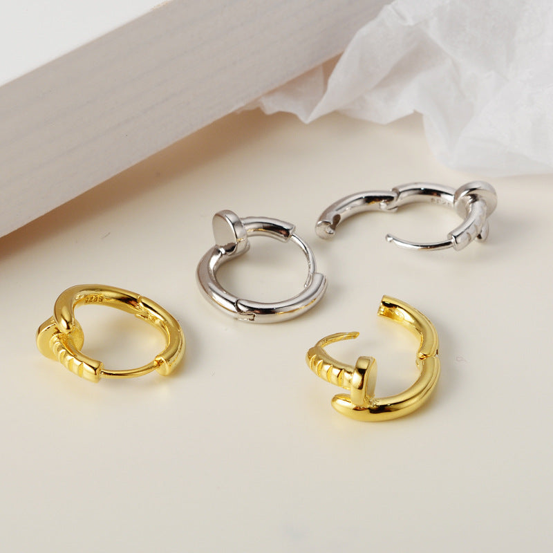 Wholesale S925 Sterling Silver Nail Ear Buckle  Light Luxury Earrings