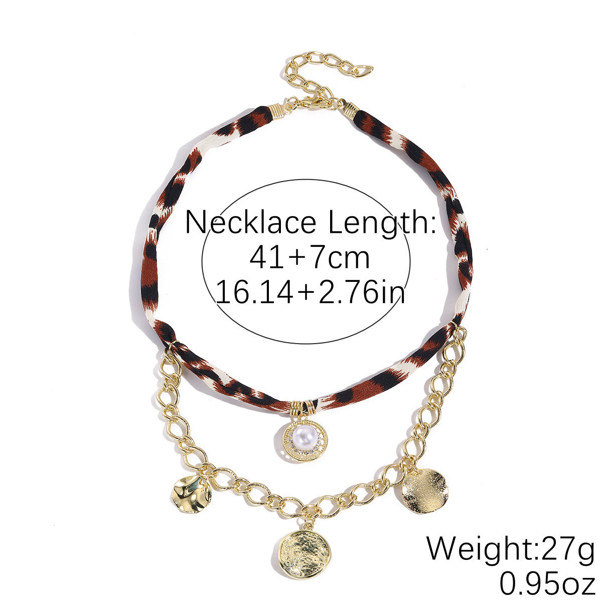 Wholesale Niche Design Leopard Print Necklace Alloy Pendant Retro High-End Silk f Leopard Print Necklace