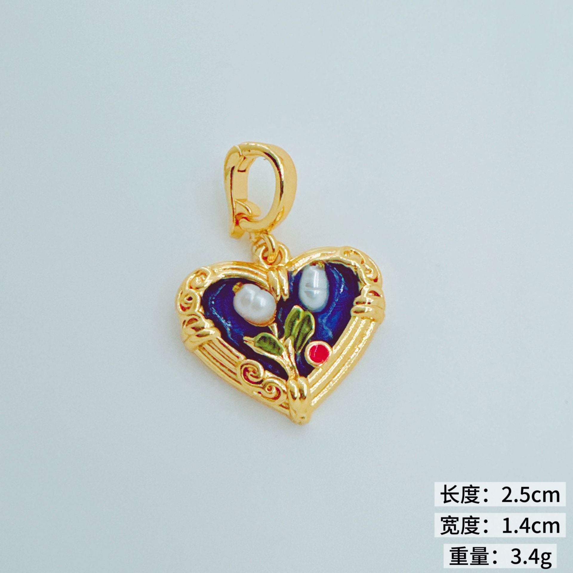 Wholesale Vintage Heart Pendant Natural Pearl Gold-Plated Copper Jewelry Accessory for Resale