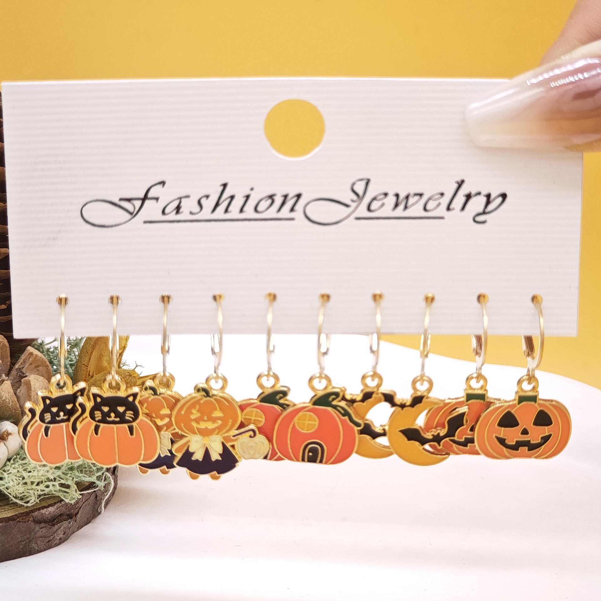 Wholesale 10pcs Oil Drip Halloween Earrings Set ACC-ES-TianShe002