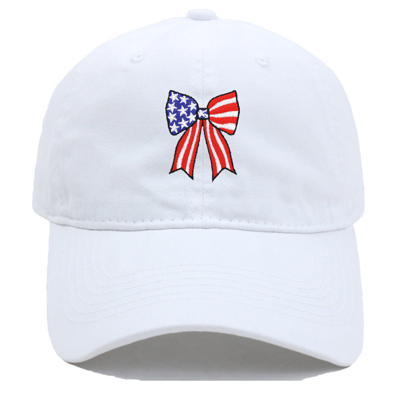 Wholesale American Independence Day flag  bow embroidered baseball cap