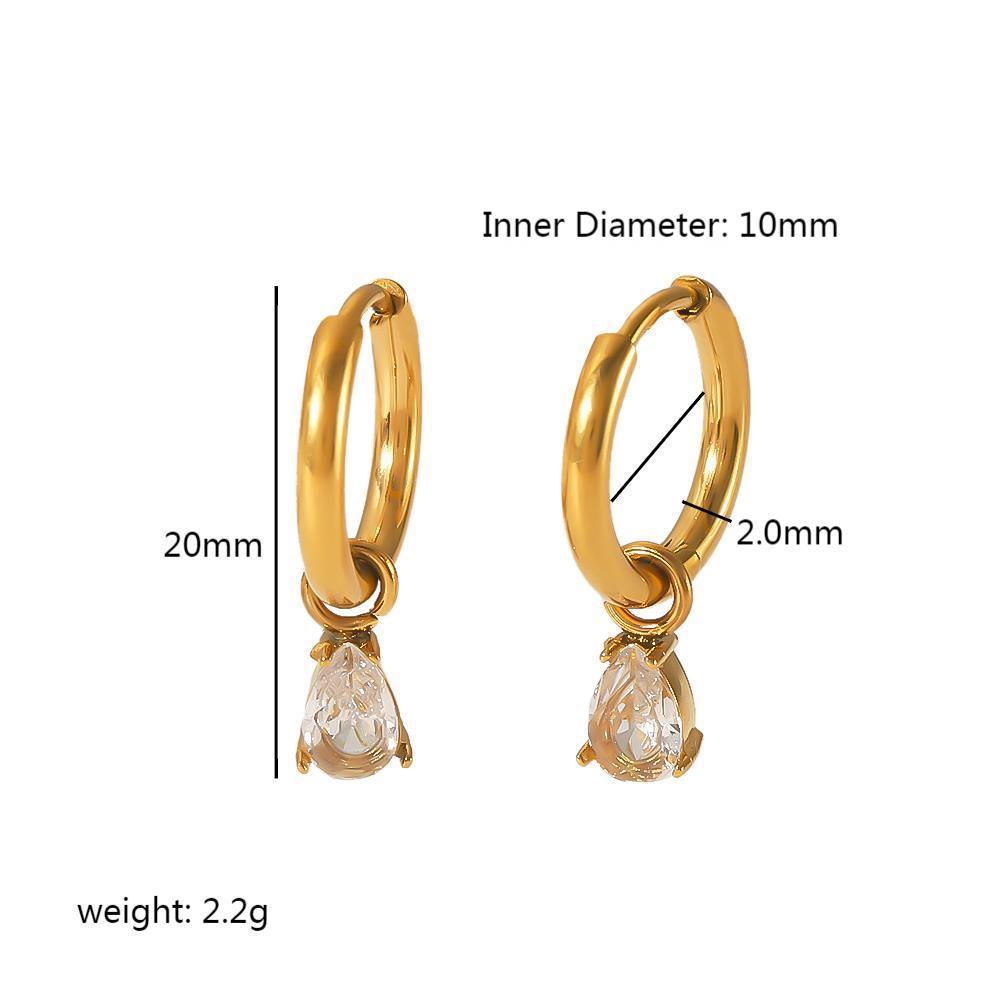 Wholesale Vintage 18K Gold Stainless Steel Inlaid Zircon Square Drop Earrings ACC-ES-LiQuan009