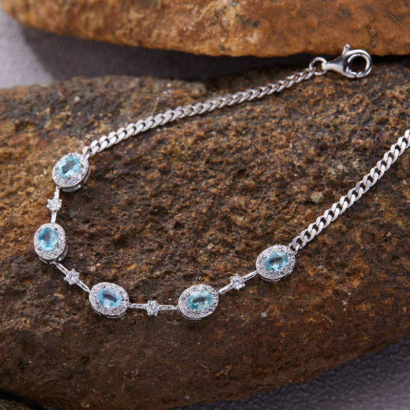 Wholesale S925 sterling silver natural garnet apatite bracelet
