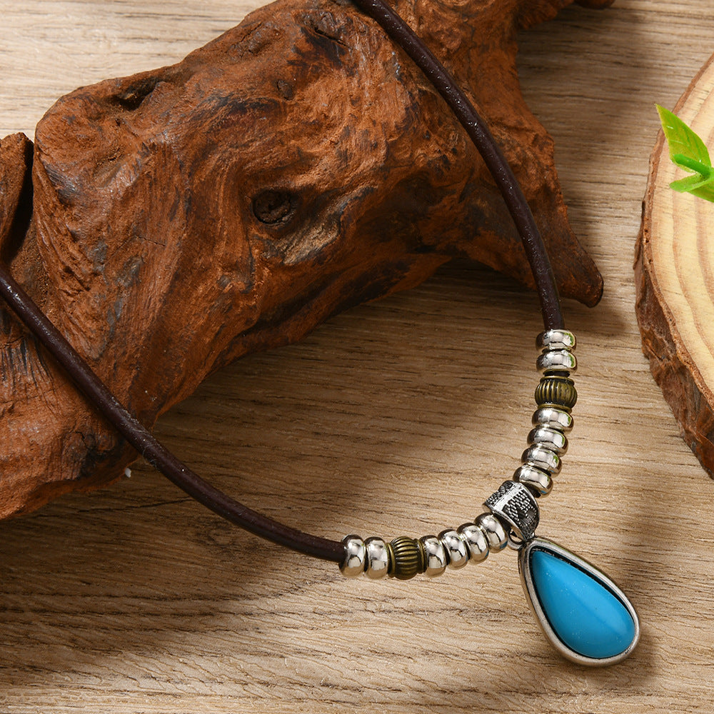 Wholesale Leather vintage pendant necklace