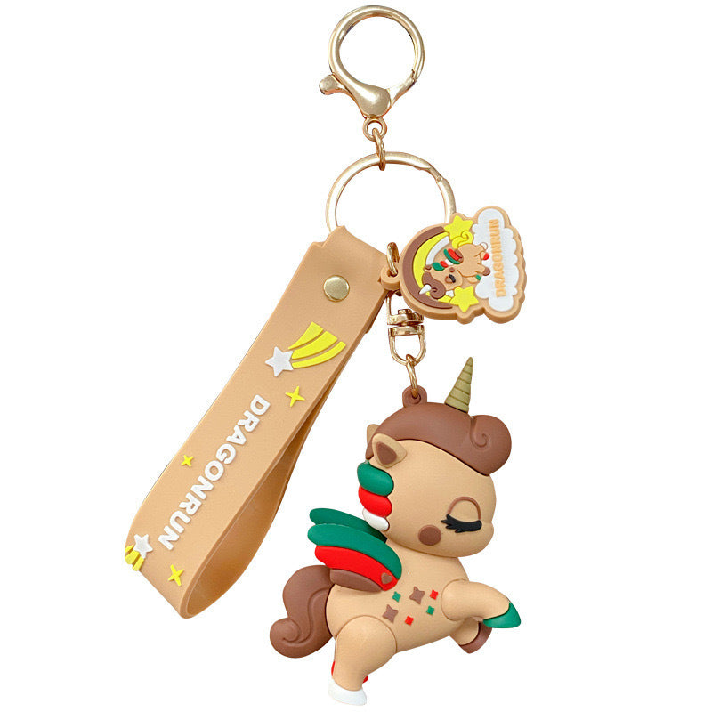 Wholesale Cartoon Cute Rainbow Horse Unicorn PVC Keychain Cute Keychain ACC-KC-BaiMao001