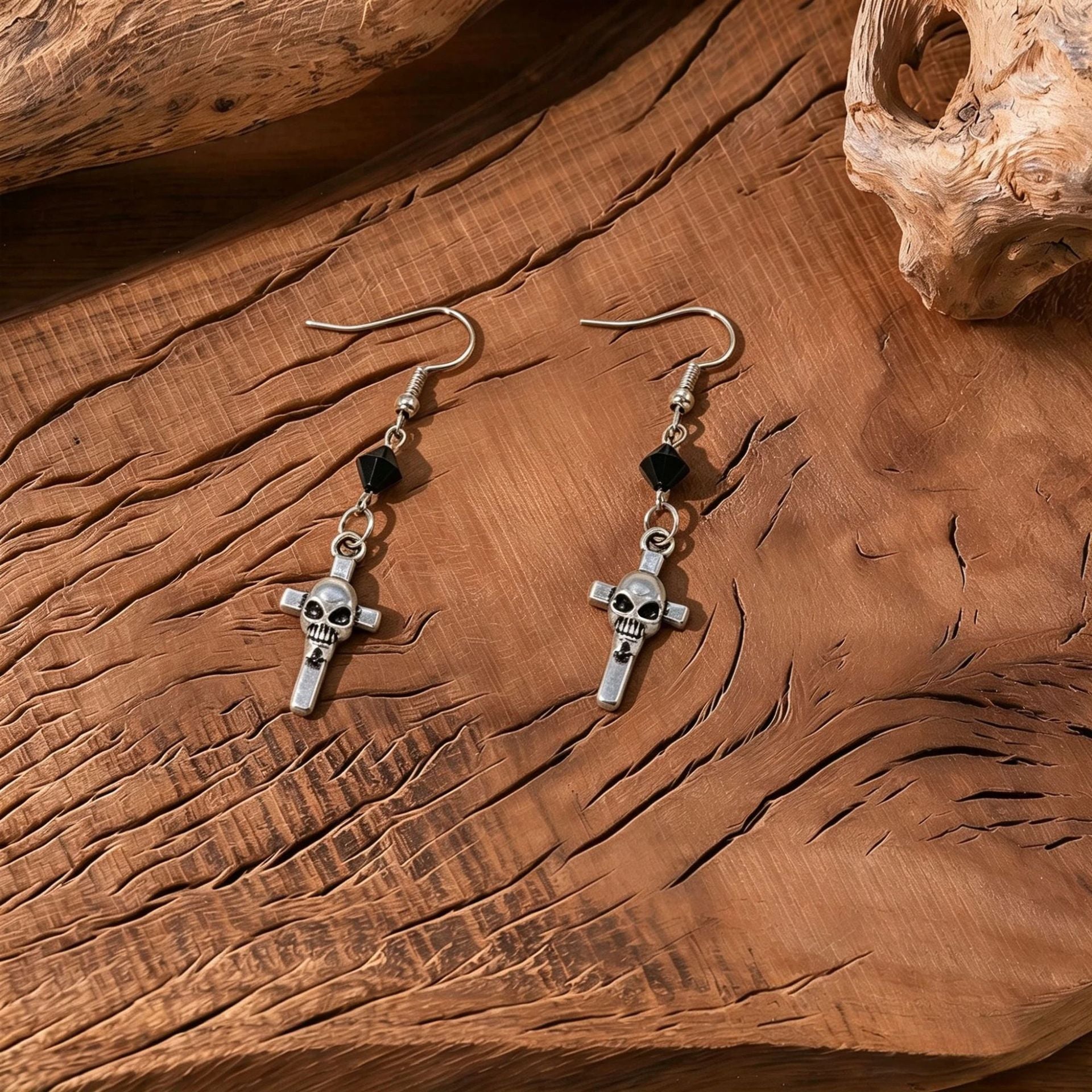 Wholesale Retro European Style Colorful Mother Of Pearl Cross Earrings Zinc Alloy Cat Skull Design Stylish Jewelry For Gift And Boutique Resale