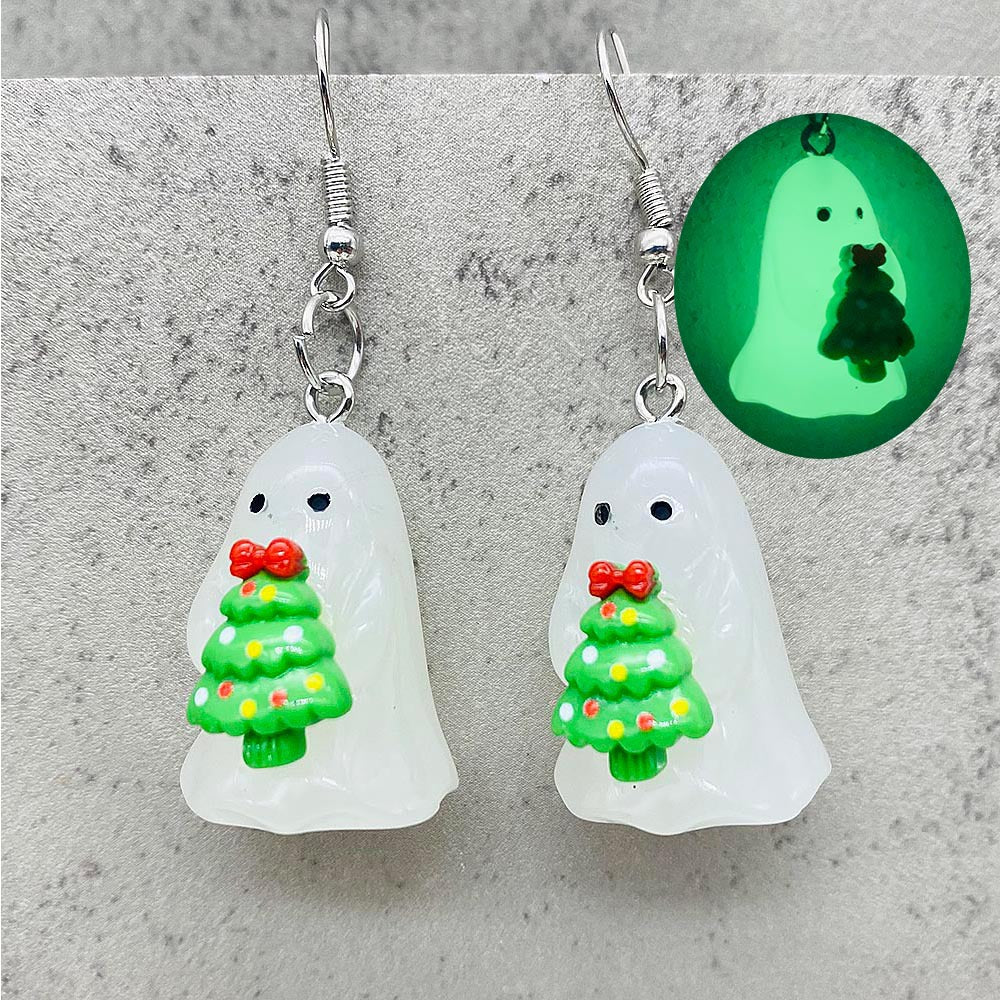 Wholesale New Christmas 3D Stereo Luminous Ghost Christmas Tree Earrings ACC-ES-ChenY103