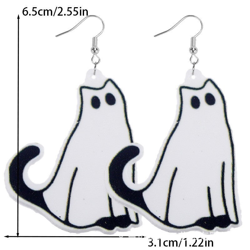 Wholesale  leopard print cat bunny ghost cowboy cow spot acrylic earrings