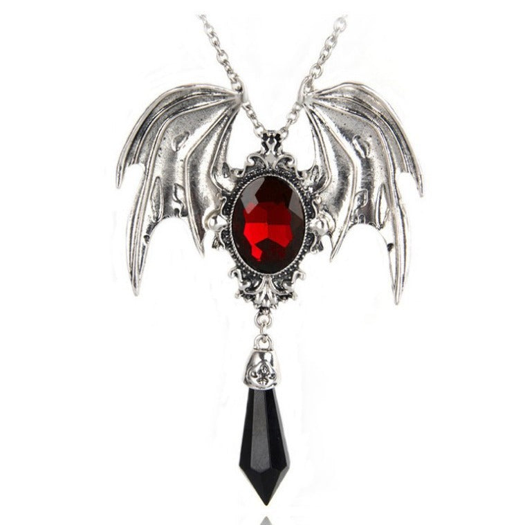 Wholesale Gothic Vampire  Bat Necklace Set with Choker and Skull Pendant,  Fashion Accessory for Costume Party