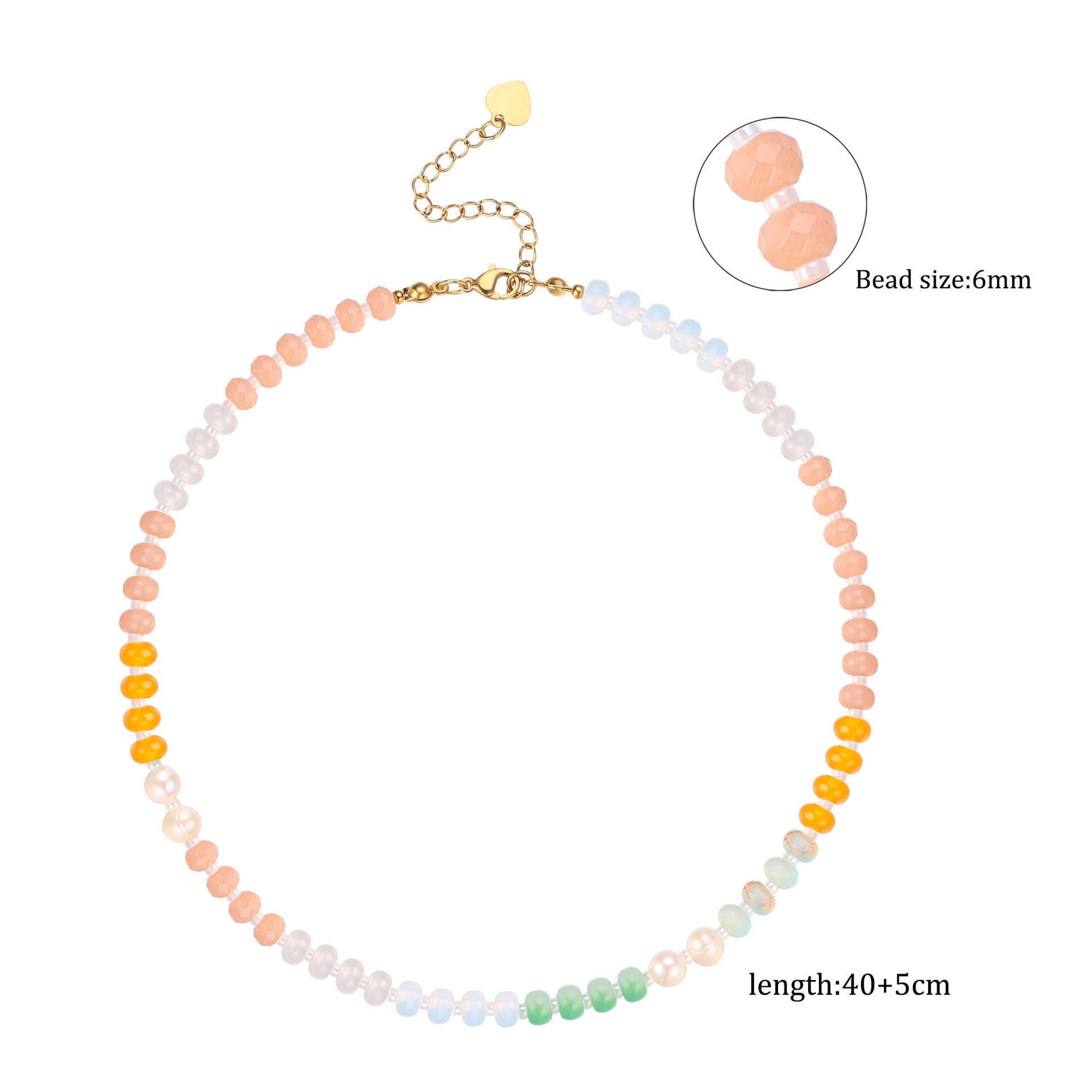 Wholesale  Rainbow Color Natural Stone Necklace  Bohemian Beaded Beach Necklace