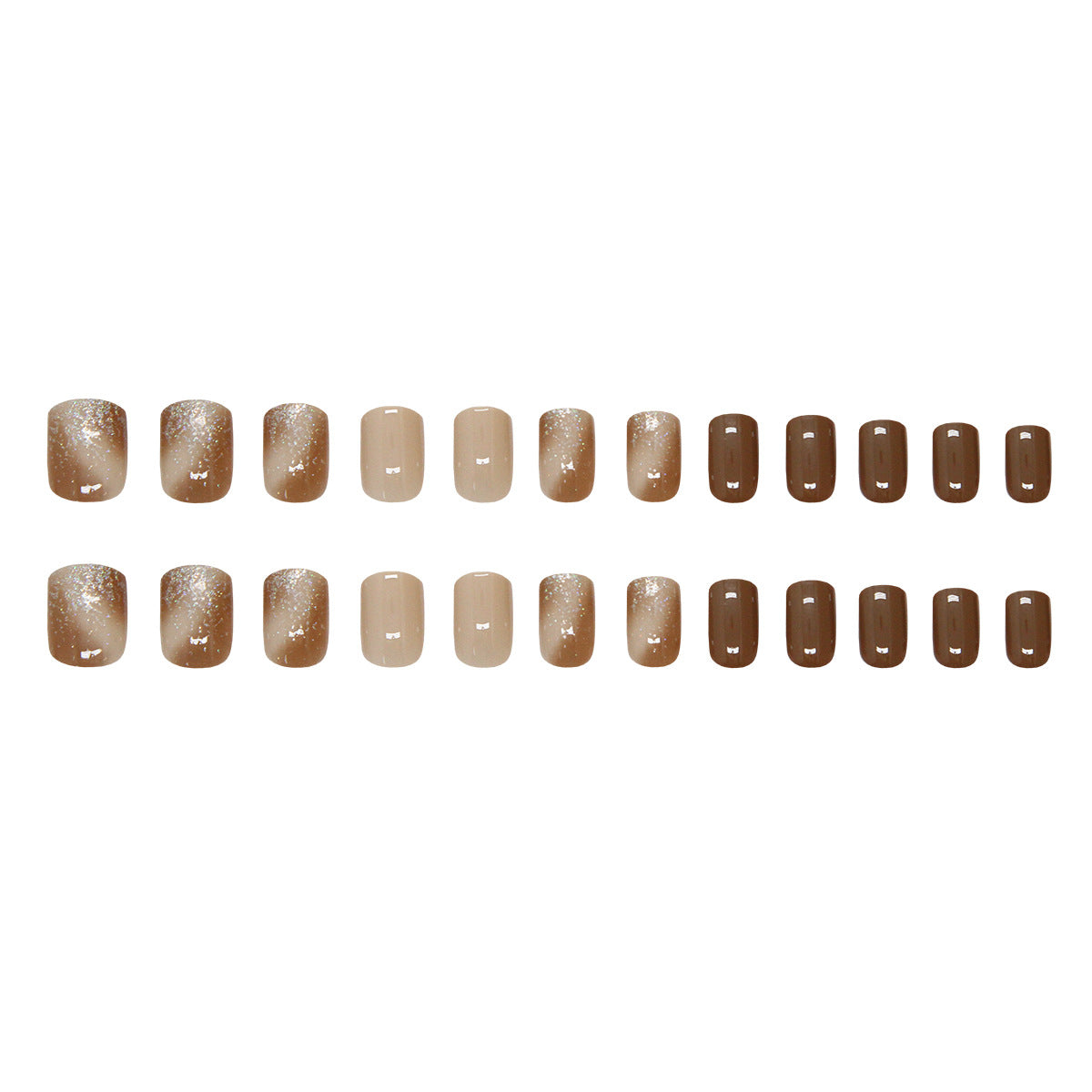 Wholesale 24 Pieces/box Brown Glitter Nails Kits Nail Stickers