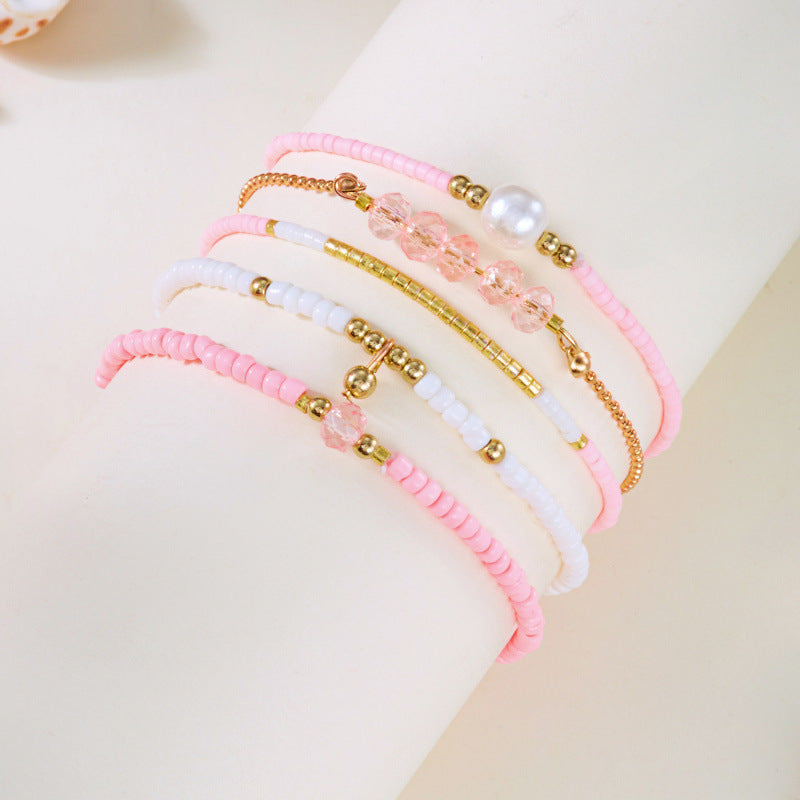 Wholesale  Rice Bead Combination Bracelet Crystal Rice Bead Bracelet Set