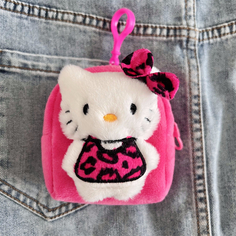 Wholesale Rose Red Leopard Print Plush Coin Purse Keychains ACCVIP