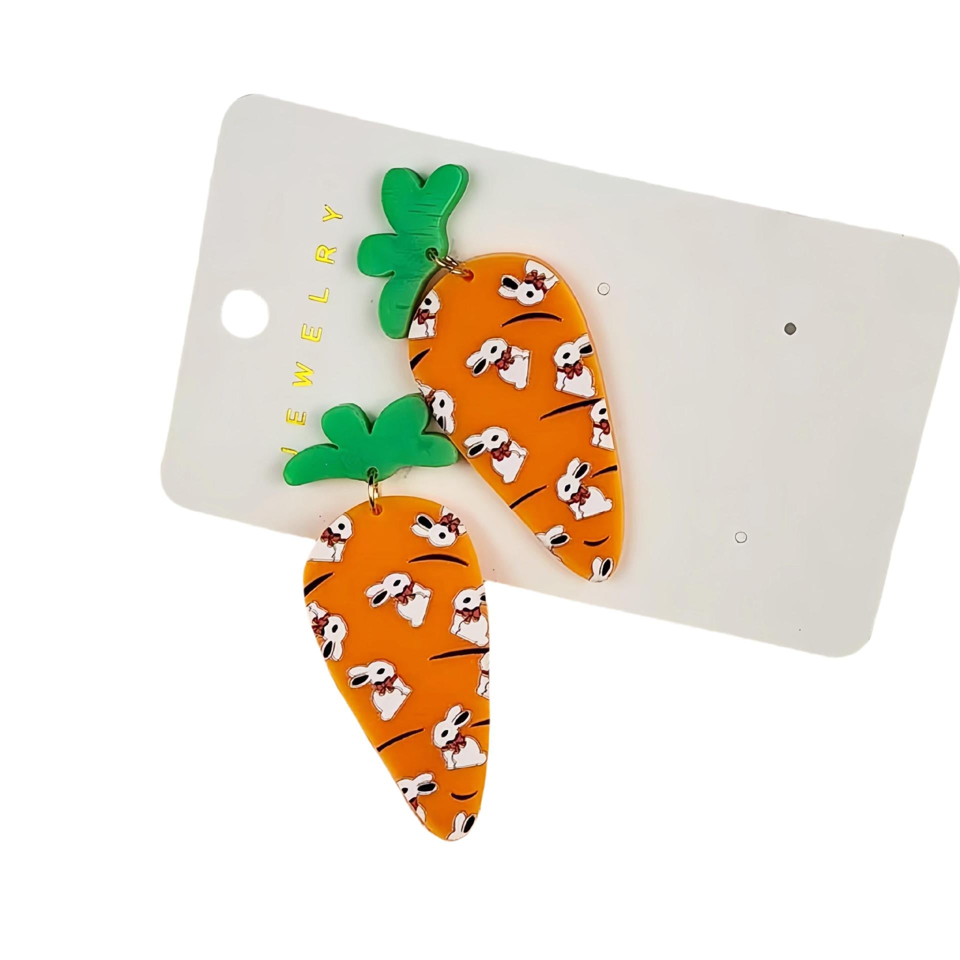 Wholesale Easter Acrylic Printed Bunny Earrings