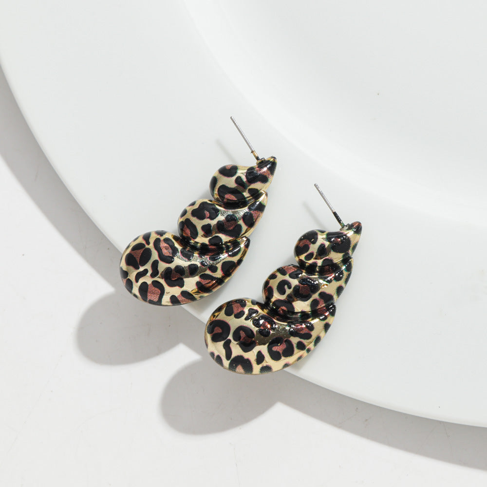 Wholesale  Retro Leopard Earrings  Geometric Leopard Earrings