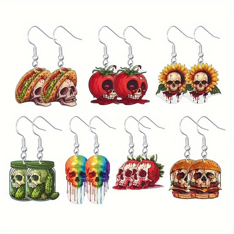 Wholesale Gothic Punk Skull Pendant Earrings Halloween Earrings  Set