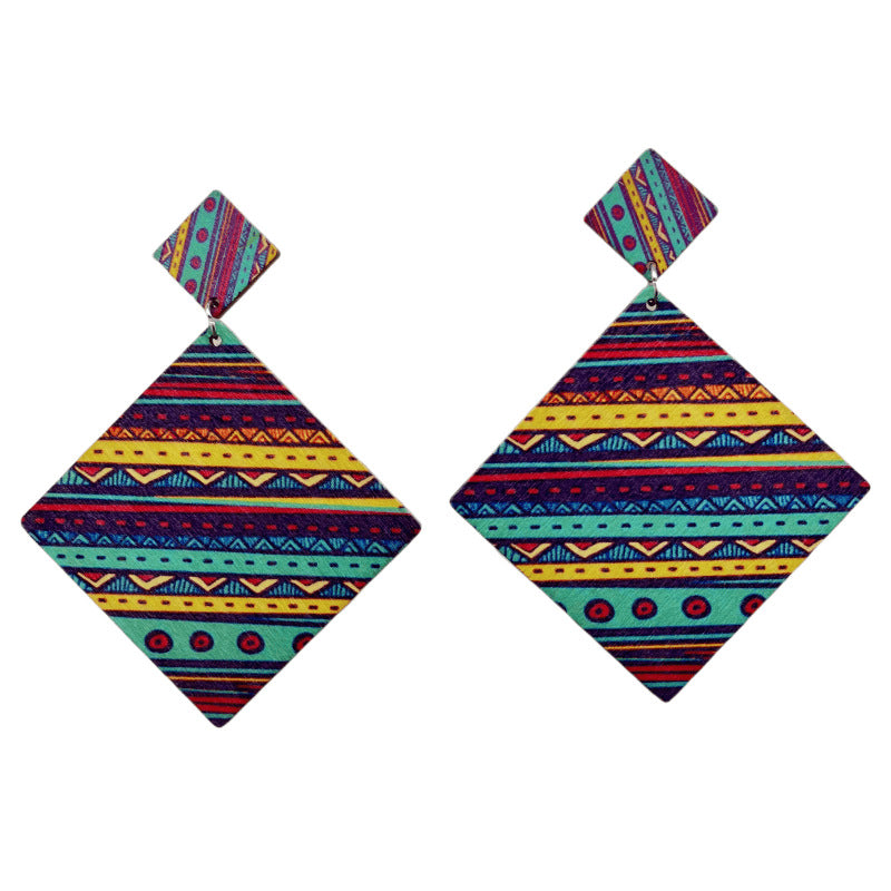 Wholesale Second Hand Vintage Bohemian Wood Long Earrings ACC-ES-FX036