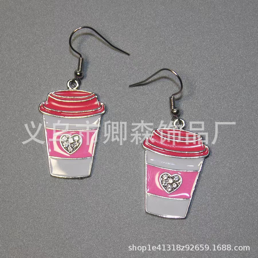 Wholesale red rose design pendant earrings