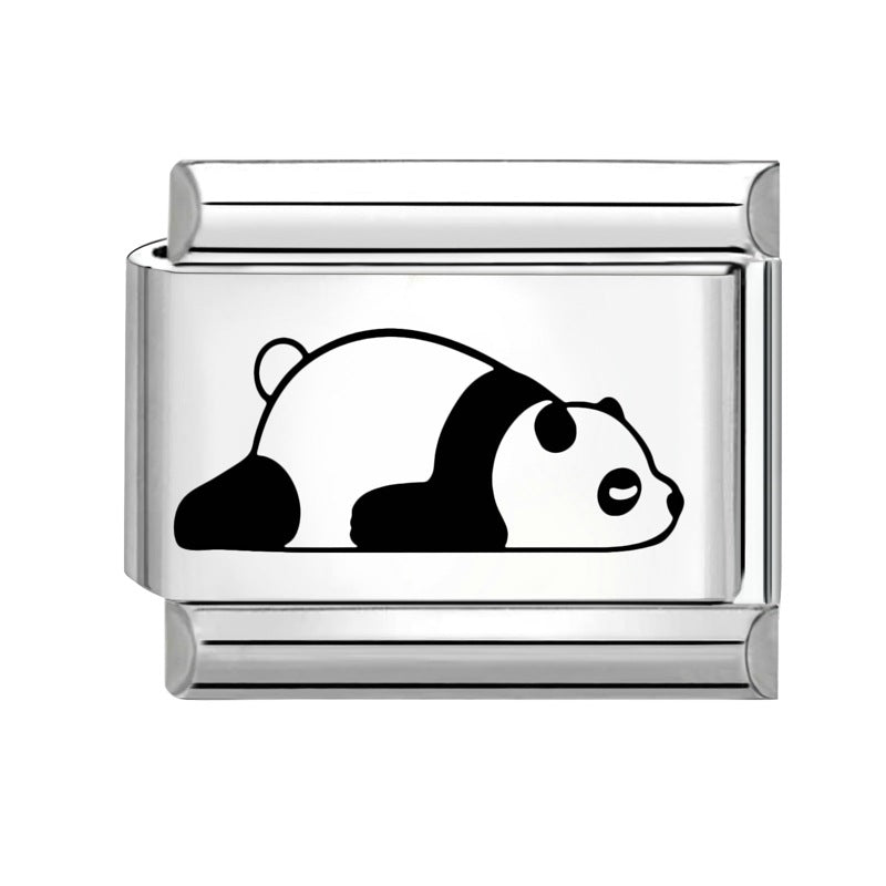 Wholesale  Italian Charm Bracelet 9mm DIY Splicing Removable Cartoon Panda Stainless Steel Composable Bracelet